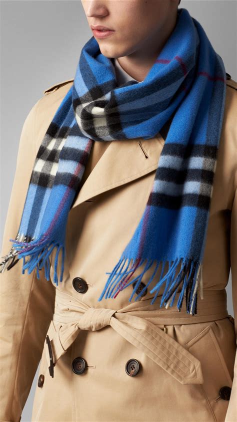 blue burberry scarf style|burberry men's blue plaid scarf.